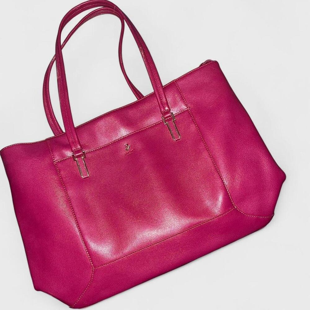 Knomo London Marylebone Picton Cranberry Red Leather Tote Bag